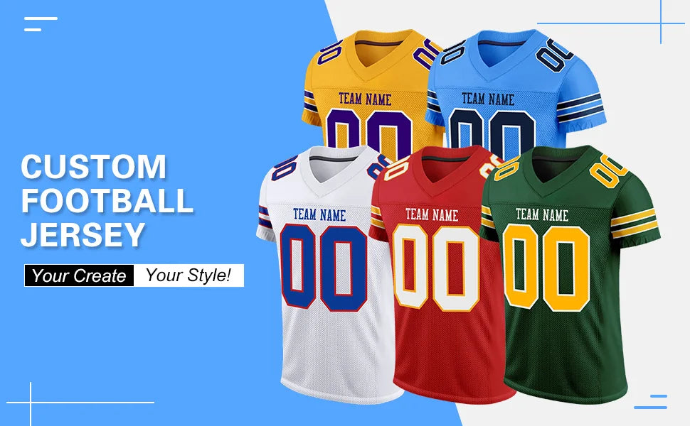 Custom Football Jersey Personalized Printed Name Number Team Uniform American Fans Gift for Adults Kids