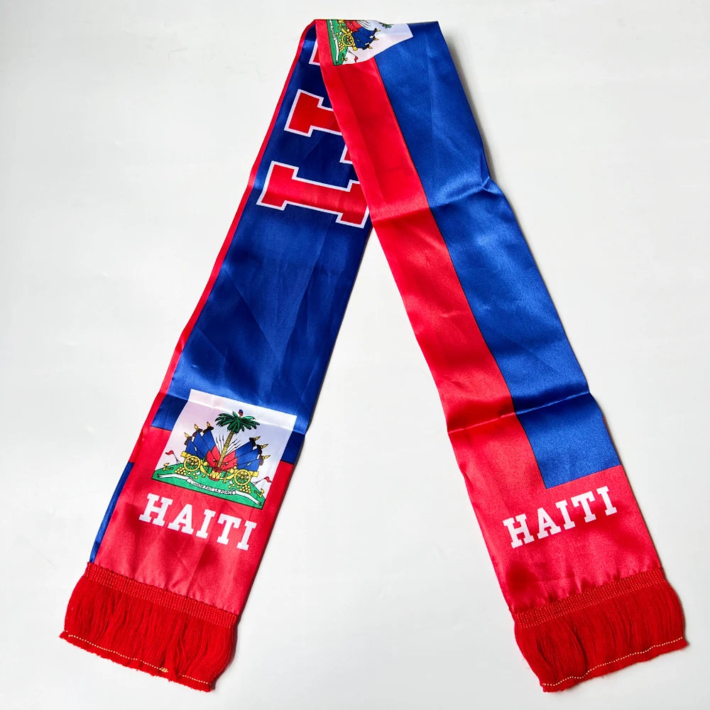2026 Country Flag Scarf - Double-sided Printed Satin with Tassels