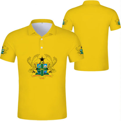 2024 Ghana Flag Graphic Polo Shirt Ghanaianoy National Emblem Map Men Jersey Tops Republic College Africa Kids Sports Streetwear