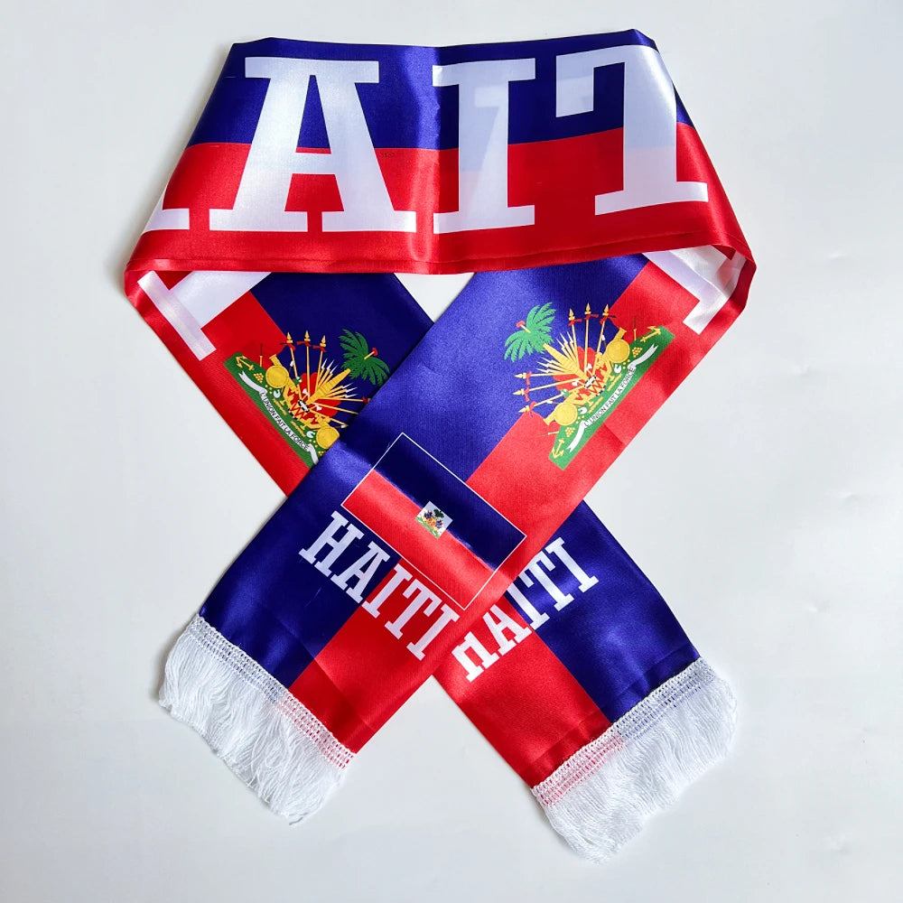 2026 Country Flag Scarf - Double-sided Printed Satin with Tassels