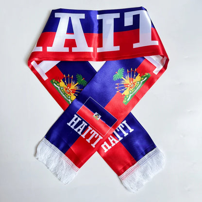 2026 Country Flag Scarf - Double-sided Printed Satin with Tassels