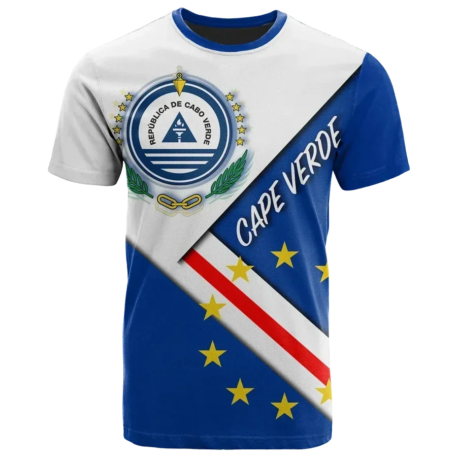 2024 Cape Verde Flag Graphic T Shirts Summer 3D Printed Sports Outdoor O'neck T-shirt Men's Short Sleeved Football New In Tops