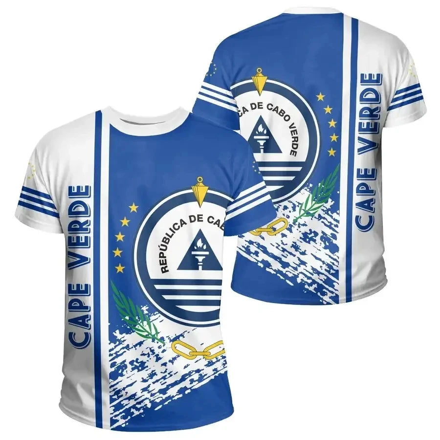 2024 Cape Verde Flag Graphic T Shirts Summer 3D Printed Sports Outdoor O'neck T-shirt Men's Short Sleeved Football New In Tops