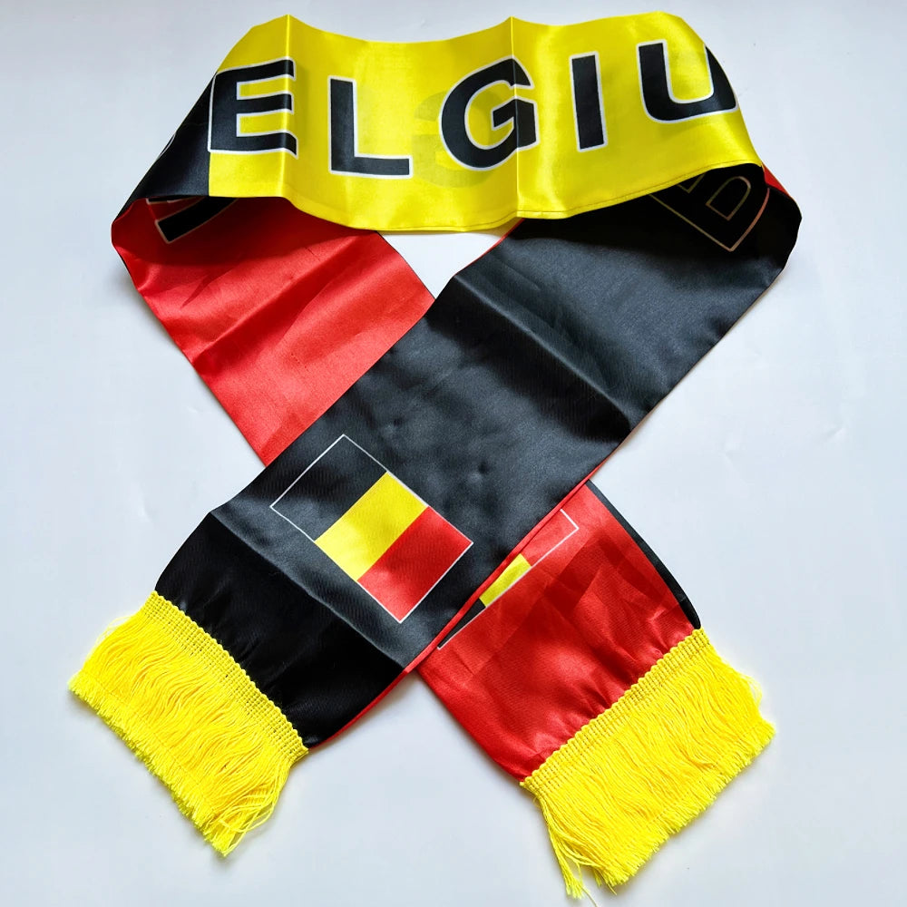 2026 Country Flag Scarf - Double-sided Printed Satin with Tassels