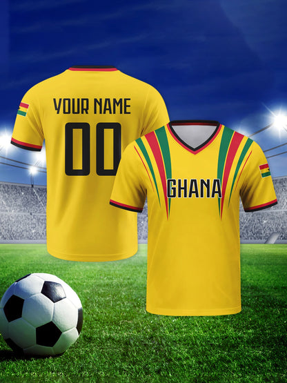 Custom Ghana Football Jersey Personalized with Name Number Breathable V-neck Soccer Team Shirt for Men Youth Women