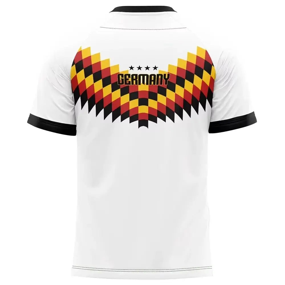 2026 Germany National Team Soccer Jersey - White with Colorful Checkered Pattern #10 Official Team Badge Ideal for Fans