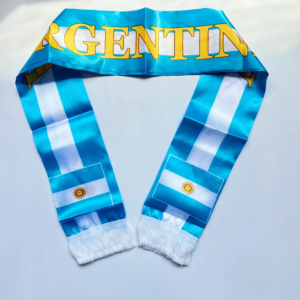2026 Country Flag Scarf - Double-sided Printed Satin with Tassels
