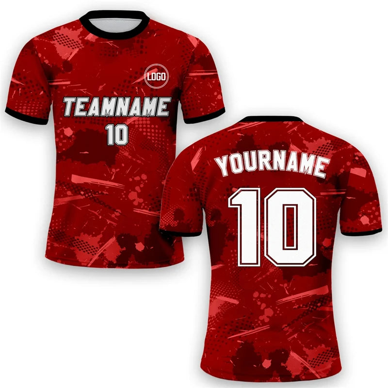 Customized Soccer Jersey Men's Fashion Short Sleeve DIY Name Number Personality Tshirt Outdoor Casual School Team Uniform Tops