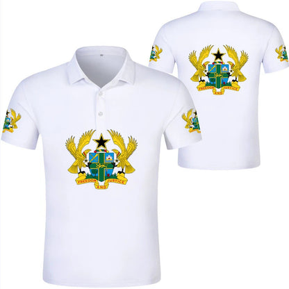 2024 Ghana Flag Graphic Polo Shirt Ghanaianoy National Emblem Map Men Jersey Tops Republic College Africa Kids Sports Streetwear