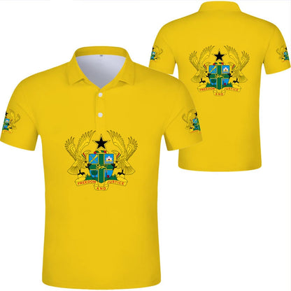 2024 Ghana Flag Graphic Polo Shirt Ghanaianoy National Emblem Map Men Jersey Tops Republic College Africa Kids Sports Streetwear
