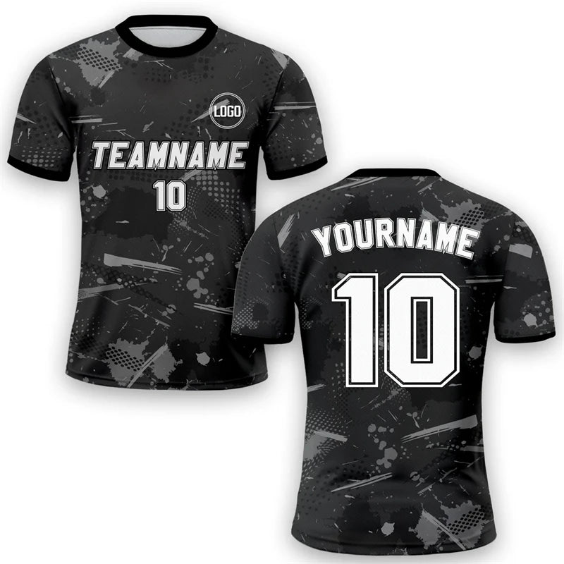 Customized Soccer Jersey Men's Fashion Short Sleeve DIY Name Number Personality Tshirt Outdoor Casual School Team Uniform Tops