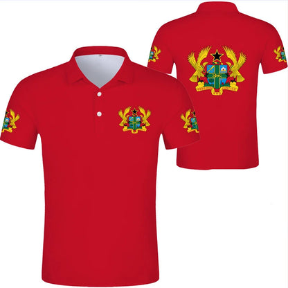 2024 Ghana Flag Graphic Polo Shirt Ghanaianoy National Emblem Map Men Jersey Tops Republic College Africa Kids Sports Streetwear