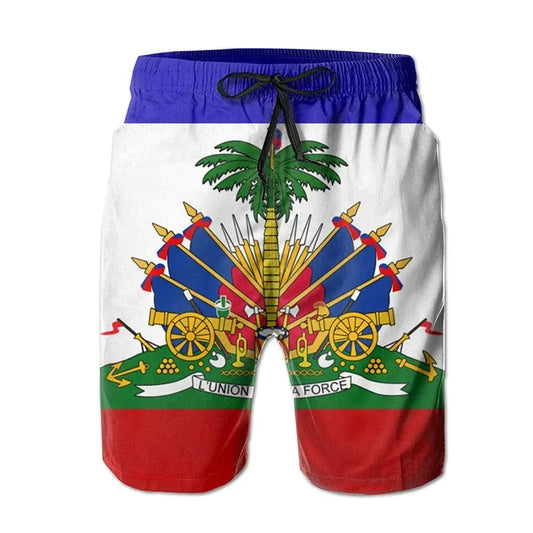 Haiti Flag Logo 3D Print Sport Quick-dry Breathable Men Women Kid Shorts Football Team Club Fan Parent-Child Clothes Summer Pant