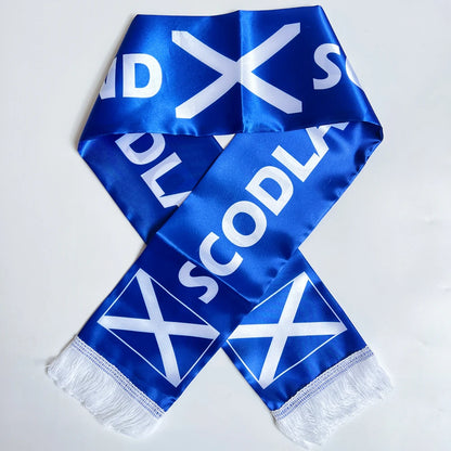 2026 Country Flag Scarf - Double-sided Printed Satin with Tassels