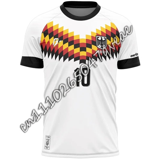 2026 Germany National Team Soccer Jersey - White with Colorful Checkered Pattern #10 Official Team Badge Ideal for Fans