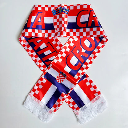 2026 Country Flag Scarf - Double-sided Printed Satin with Tassels
