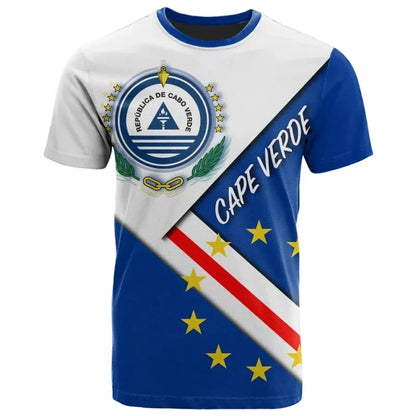 Cape Verde National Flag Emblem Print T-shirt For Men Vert Caboverde Short Sleeve T Shirt Bandana Vert Celebration Tees Top