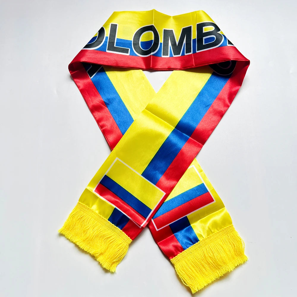 2026 Country Flag Scarf - Double-sided Printed Satin with Tassels