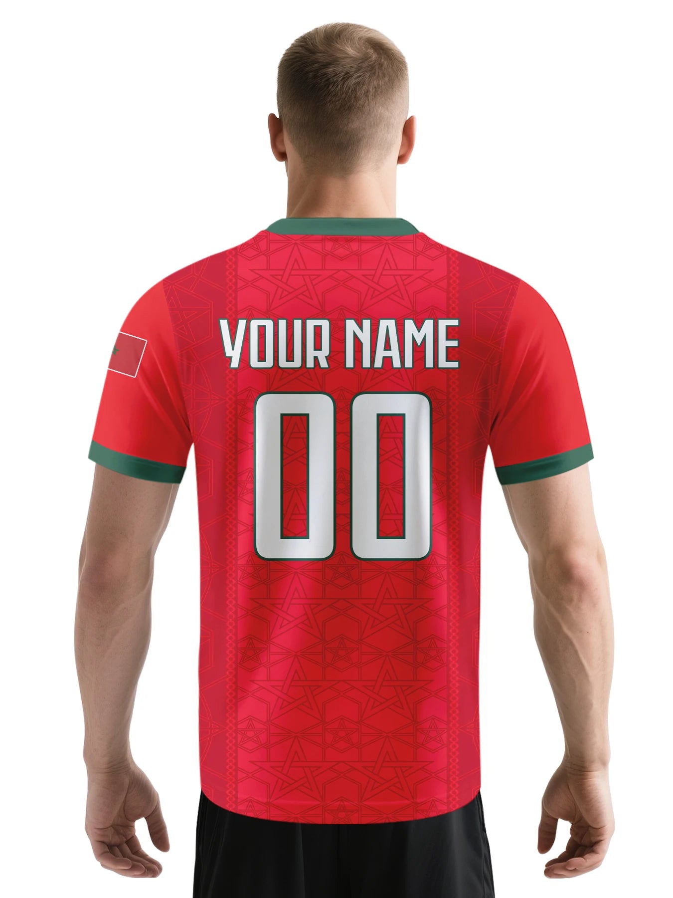 Custom Morocco Football Jersey Personalized with Name Number V-neck Soccer National Team Shirt for Men Youth Women