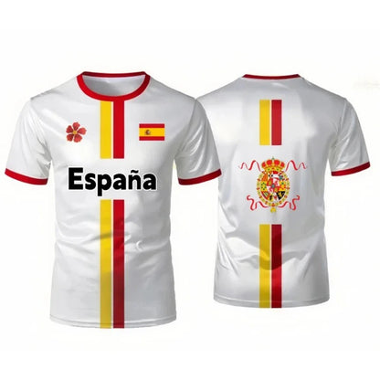 Spain Football Jerseys with Flag Graphics National Emblem T-Shirts Jerseys Smart Casual Wear Oversized T-Shirts Family Kids Tees