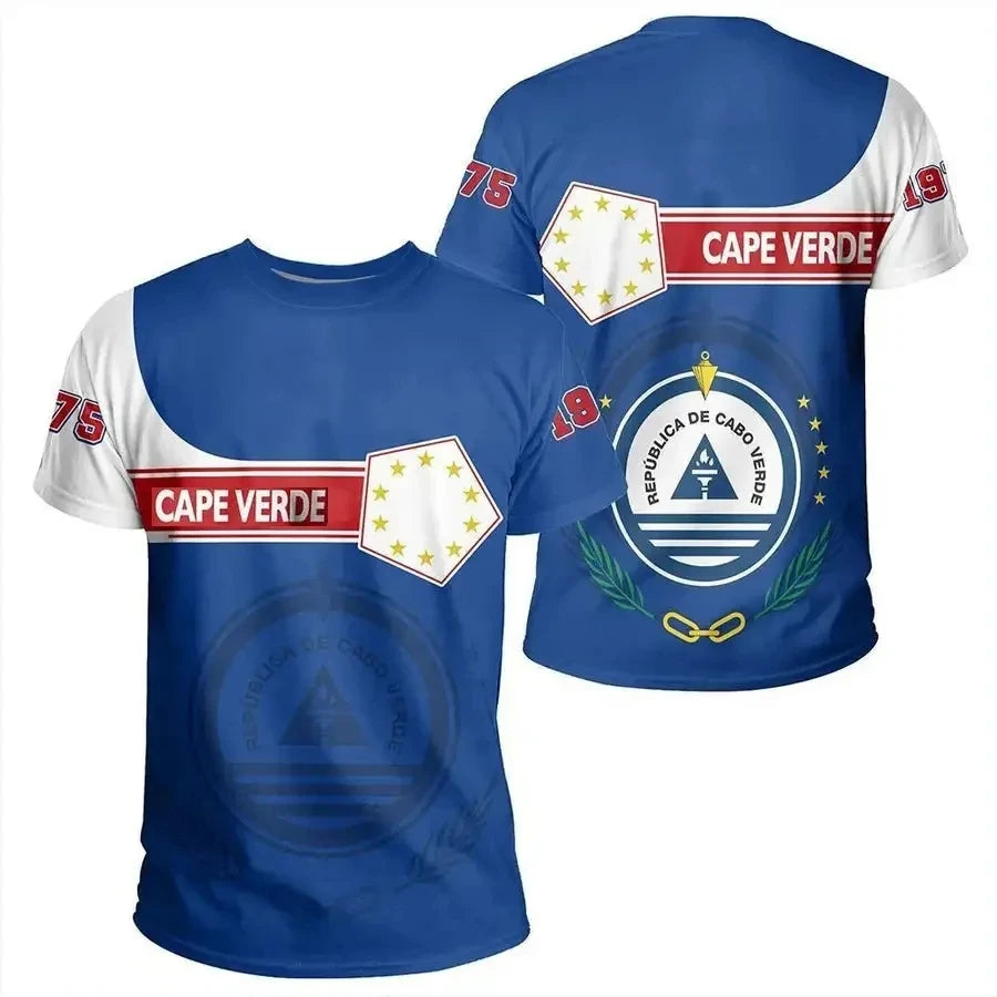 2024 Cape Verde Flag Graphic T Shirts Summer 3D Printed Sports Outdoor O'neck T-shirt Men's Short Sleeved Football New In Tops