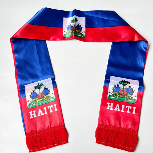 2026 Country Flag Scarf - Double-sided Printed Satin with Tassels