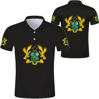 2024 Ghana Flag Graphic Polo Shirt Ghanaianoy National Emblem Map Men Jersey Tops Republic College Africa Kids Sports Streetwear