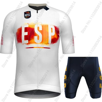 2025 Spain National Team Cycling Jersey Set Espana Flag Clothing Road Bike Shirts Suit Bicycle Bib Shorts MTB Wear Ropa
