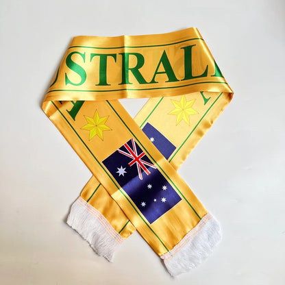 2026 Country Flag Scarf - Double-sided Printed Satin with Tassels