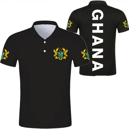 2024 Ghana Flag Graphic Polo Shirt Ghanaianoy National Emblem Map Men Jersey Tops Republic College Africa Kids Sports Streetwear