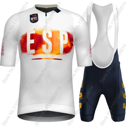2025 Spain National Team Cycling Jersey Set Espana Flag Clothing Road Bike Shirts Suit Bicycle Bib Shorts MTB Wear Ropa
