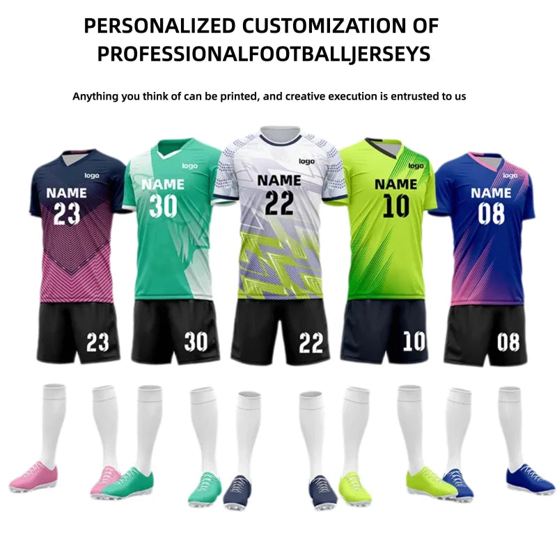 Custom Soccer Jerseys Football Uniforms Men Kids Team Training Kits Personalized Name Number Futsal Sportswear