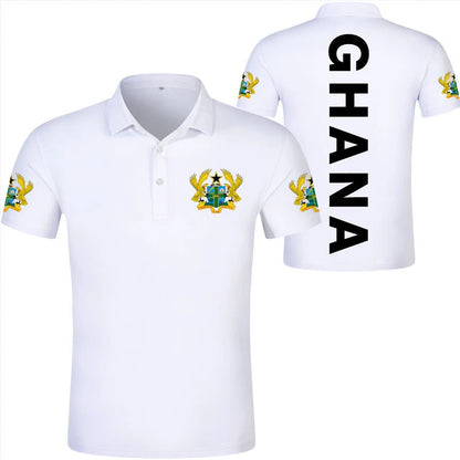 2024 Ghana Flag Graphic Polo Shirt Ghanaianoy National Emblem Map Men Jersey Tops Republic College Africa Kids Sports Streetwear