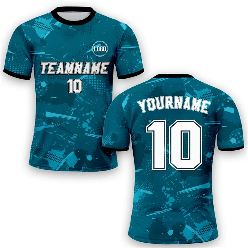 Customized Soccer Jersey Men's Fashion Short Sleeve DIY Name Number Personality Tshirt Outdoor Casual School Team Uniform Tops