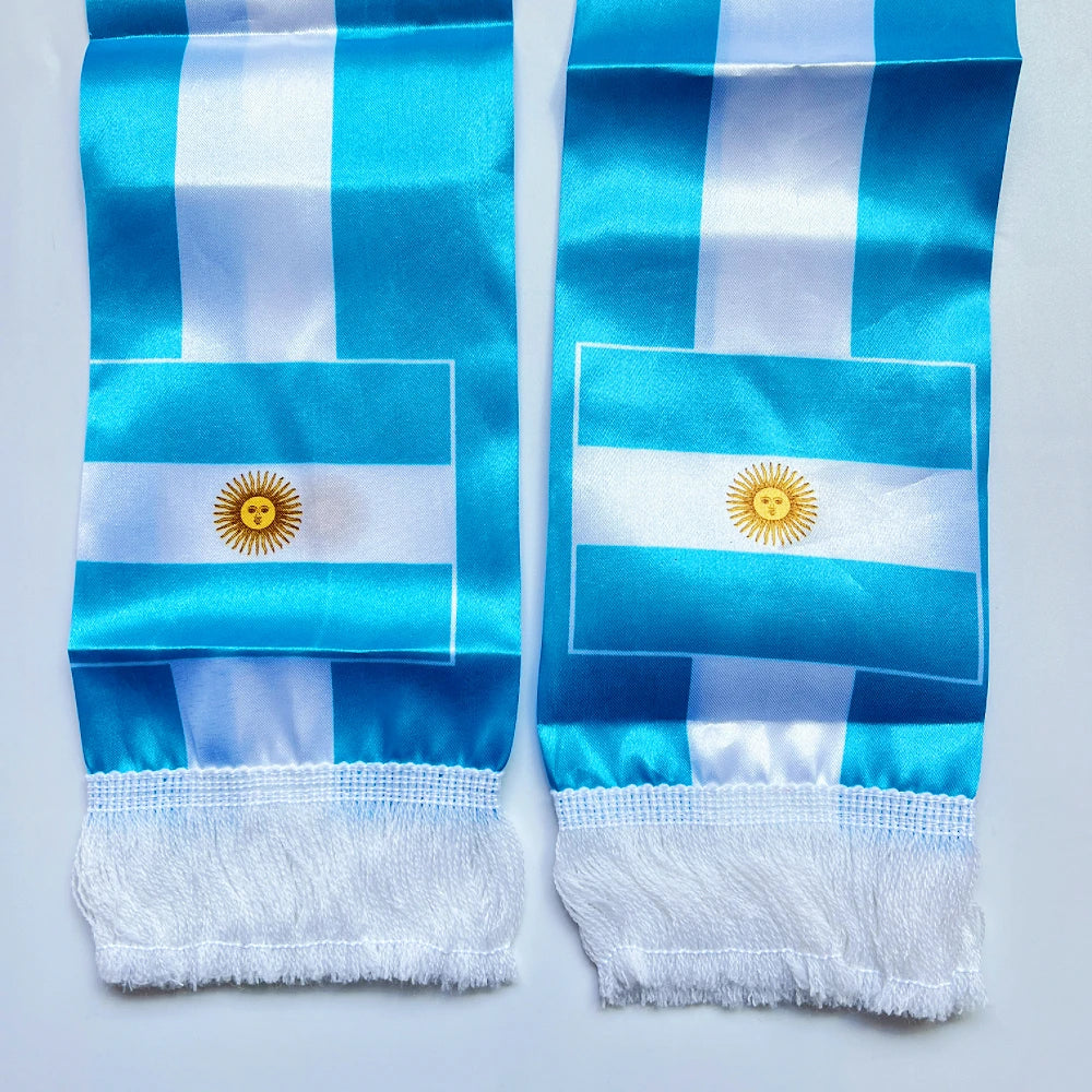 2026 Country Flag Scarf - Double-sided Printed Satin with Tassels
