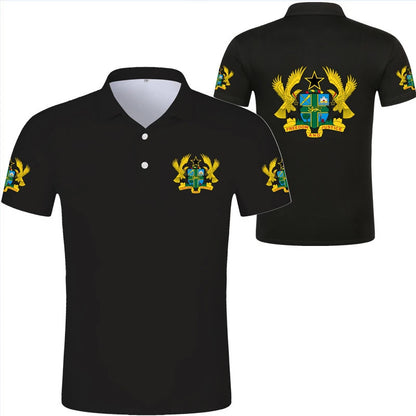 2024 Ghana Flag Graphic Polo Shirt Ghanaianoy National Emblem Map Men Jersey Tops Republic College Africa Kids Sports Streetwear