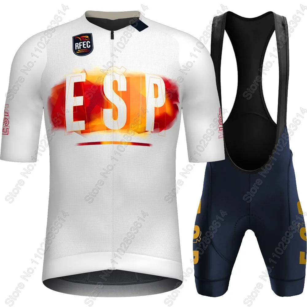 2025 Spain National Team Cycling Jersey Set Espana Flag Clothing Road Bike Shirts Suit Bicycle Bib Shorts MTB Wear Ropa