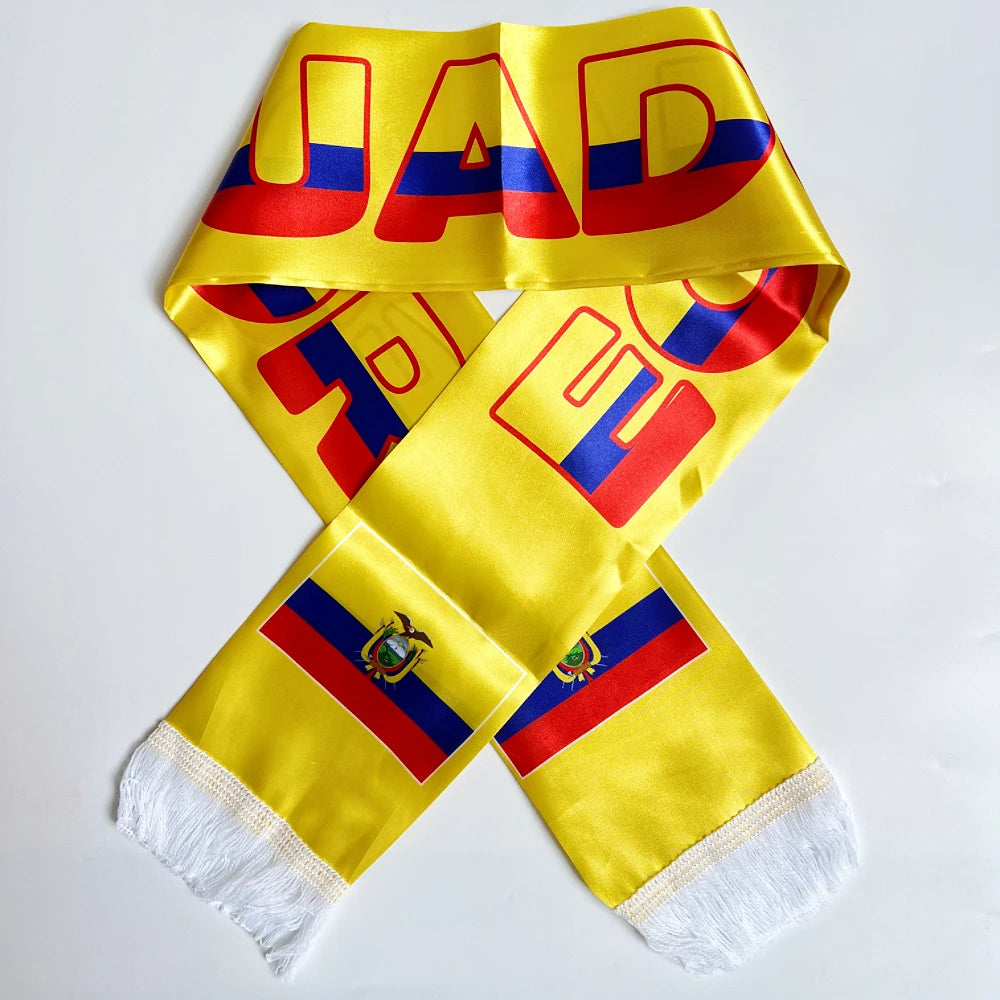 2026 Country Flag Scarf - Double-sided Printed Satin with Tassels