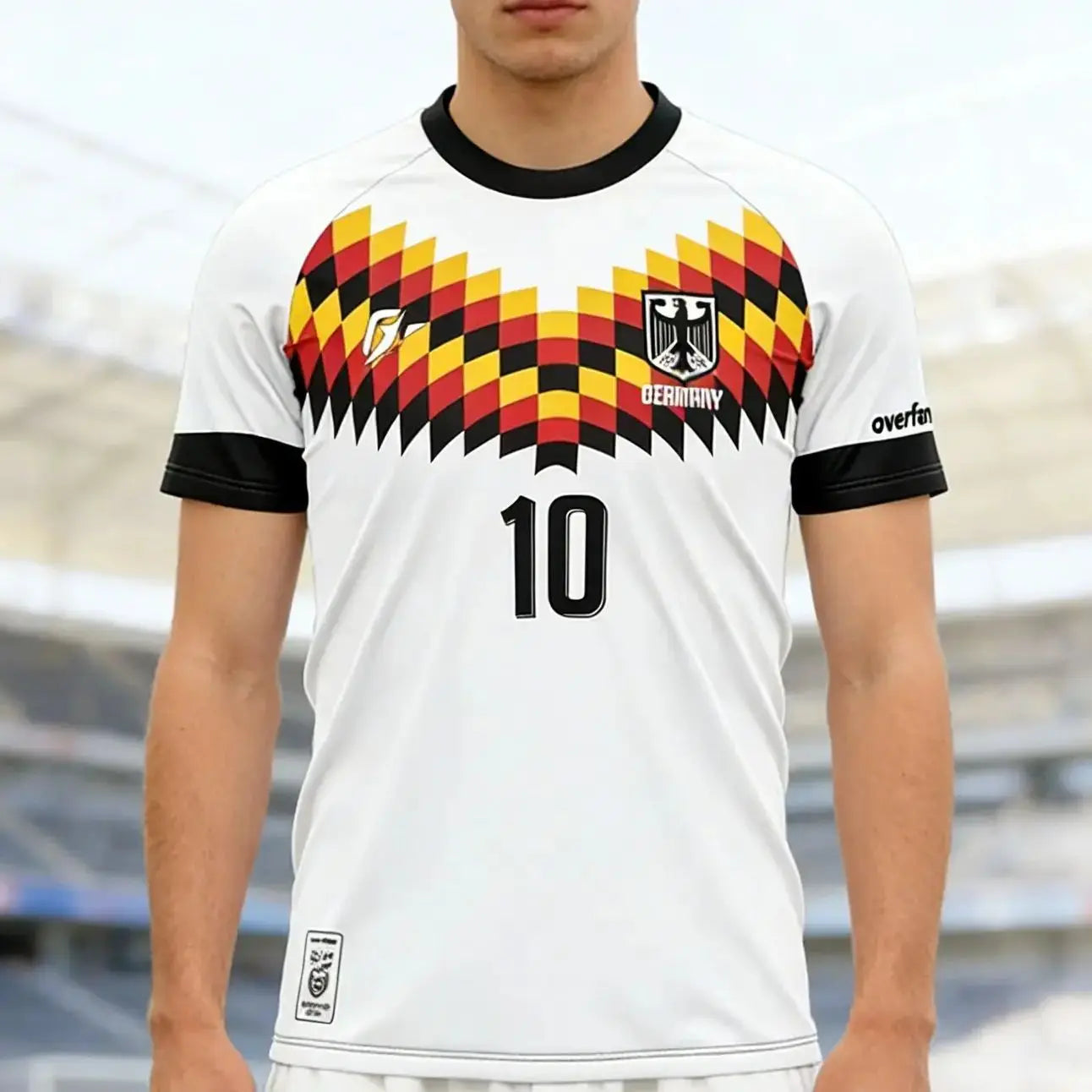 2026 Germany National Team Soccer Jersey - White with Colorful Checkered Pattern #10 Official Team Badge Ideal for Fans