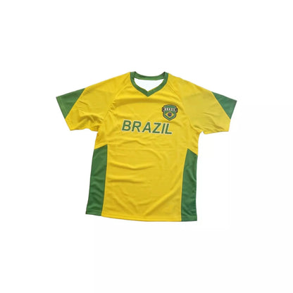 Brazil National Soccer Team Sports Jersey Top Loose Fast Drying Breathable Short Sleeved Summer Men's Outdoor Fitness T-shirt
