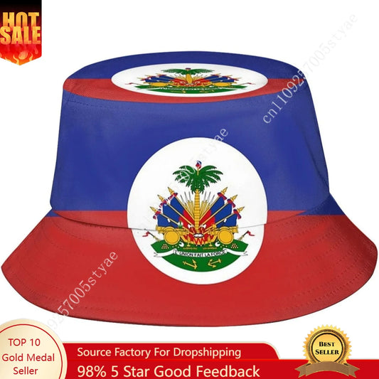 Haiti Flag Bucket Hat Men Women Haitian Outdoor Cap Fisherman