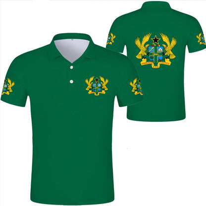2024 Ghana Flag Graphic Polo Shirt Ghanaianoy National Emblem Map Men Jersey Tops Republic College Africa Kids Sports Streetwear