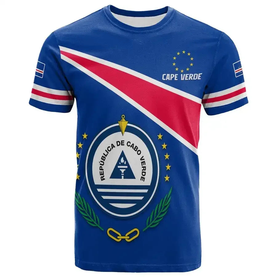 2024 Cape Verde Flag Graphic T Shirts Summer 3D Printed Sports Outdoor O'neck T-shirt Men's Short Sleeved Football New In Tops