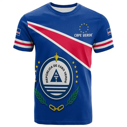 2024 Cape Verde Flag Graphic T Shirts Summer 3D Printed Sports Outdoor O'neck T-shirt Men's Short Sleeved Football New In Tops