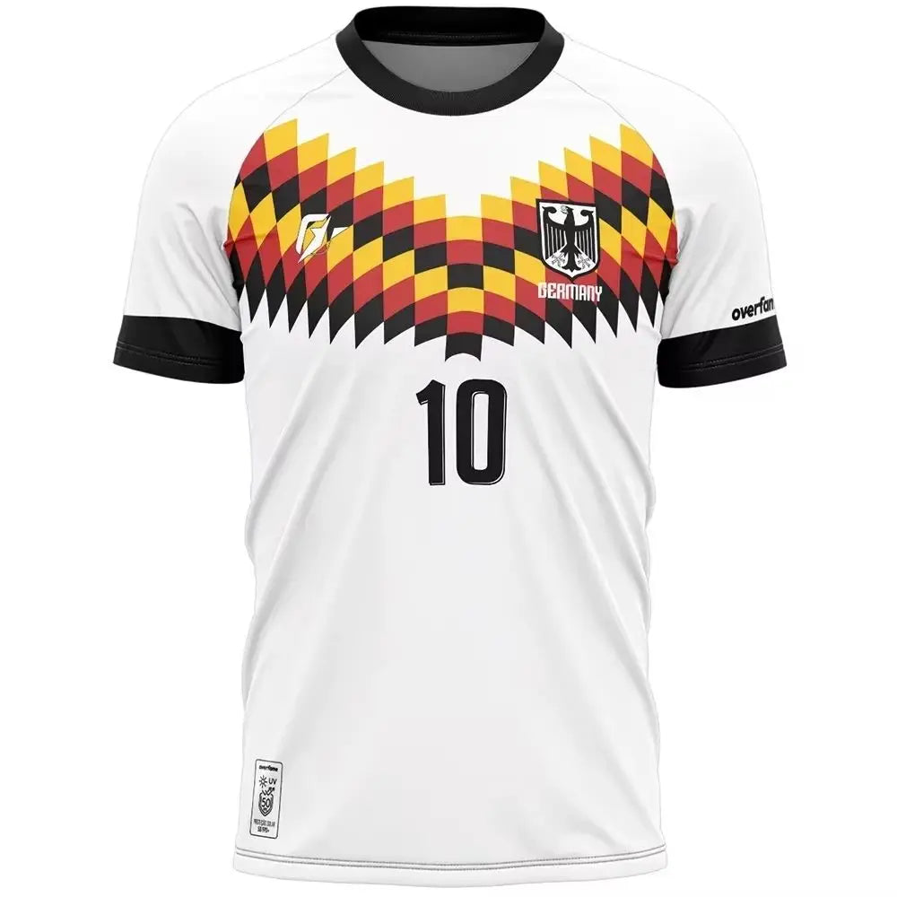 2026 Germany National Team Soccer Jersey - White with Colorful Checkered Pattern #10 Official Team Badge Ideal for Fans