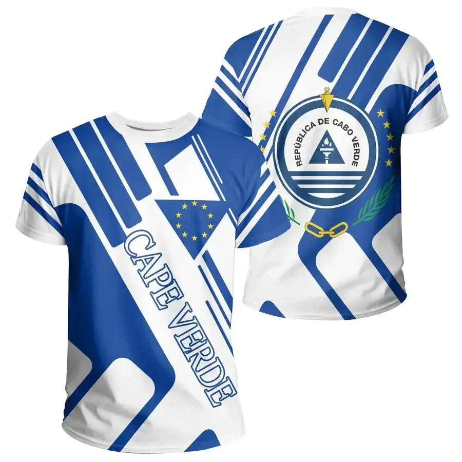 2024 Cape Verde Flag Graphic T Shirts Summer 3D Printed Sports Outdoor O'neck T-shirt Men's Short Sleeved Football New In Tops
